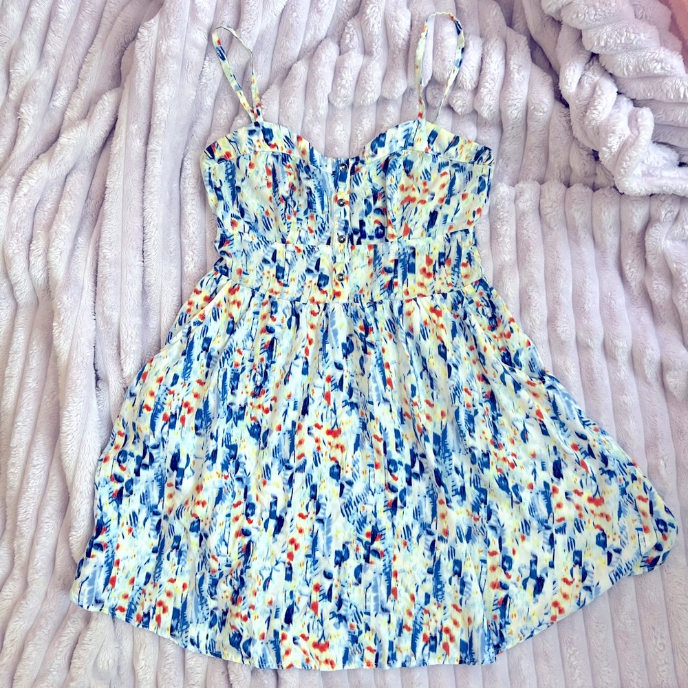 🧡 Express Watercolor Sunshine Printed Sundress | Size Small | Unique Find ☀️